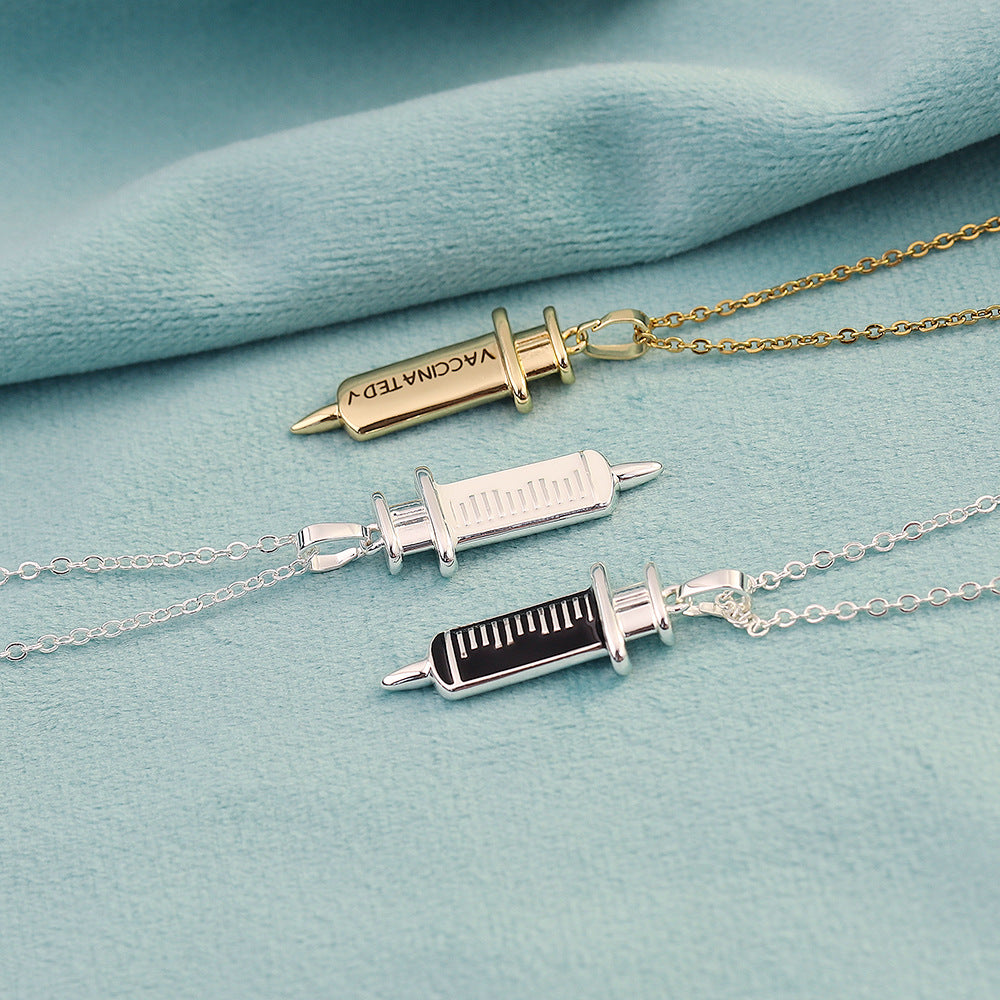 Men And Women Individual Fashion Gold Syringe Pendant