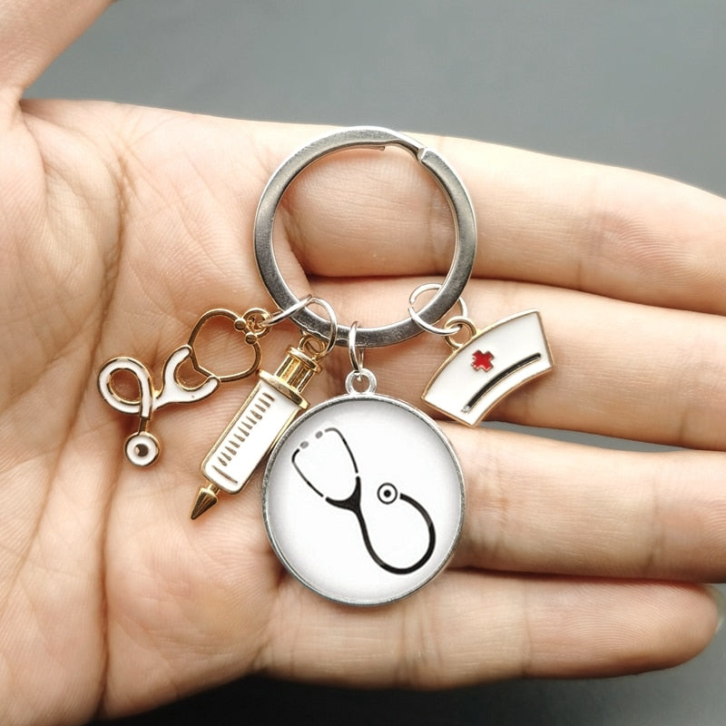 Nurse Syringe & Stethoscope Keychains