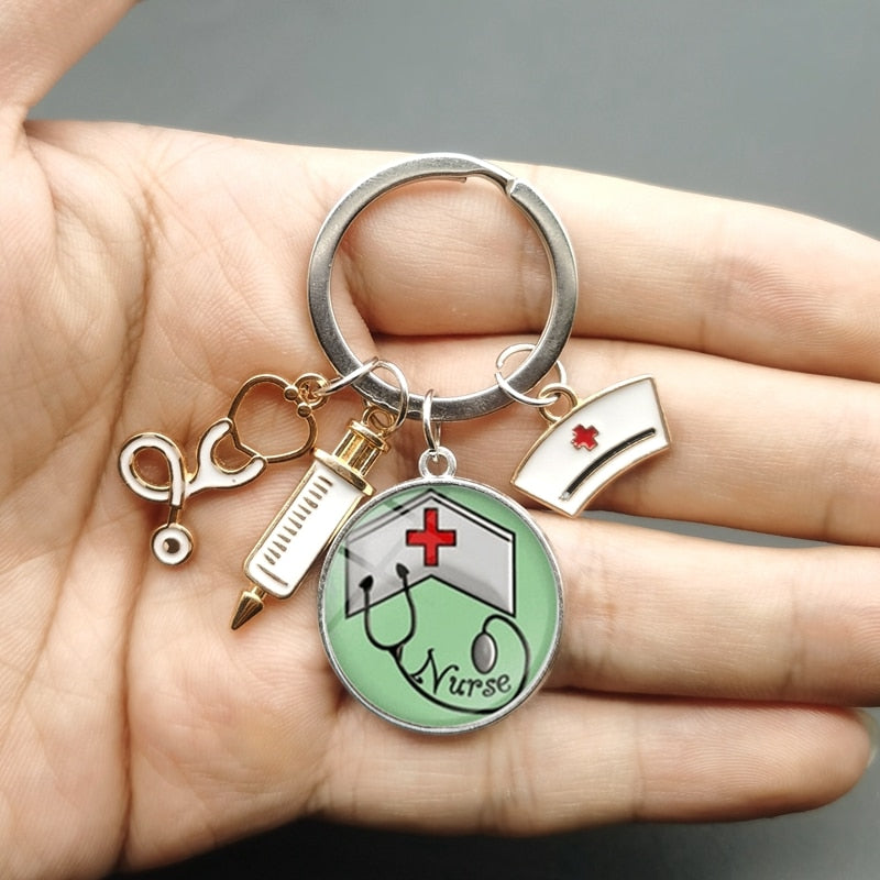 Nurse Syringe & Stethoscope Keychains