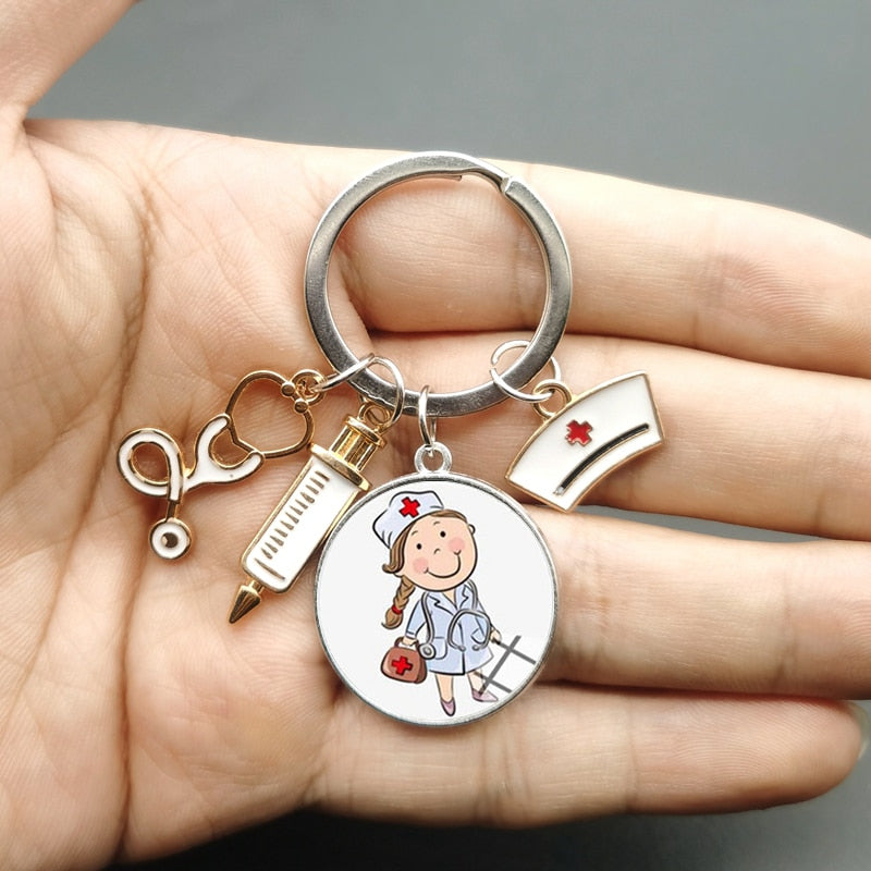 Nurse Syringe & Stethoscope Keychains