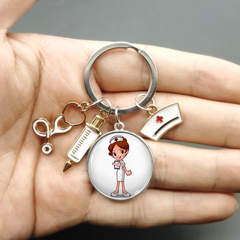 Nurse Syringe & Stethoscope Keychains