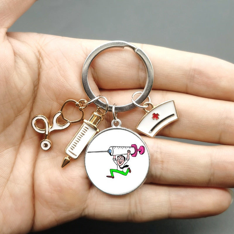 Nurse Syringe & Stethoscope Keychains