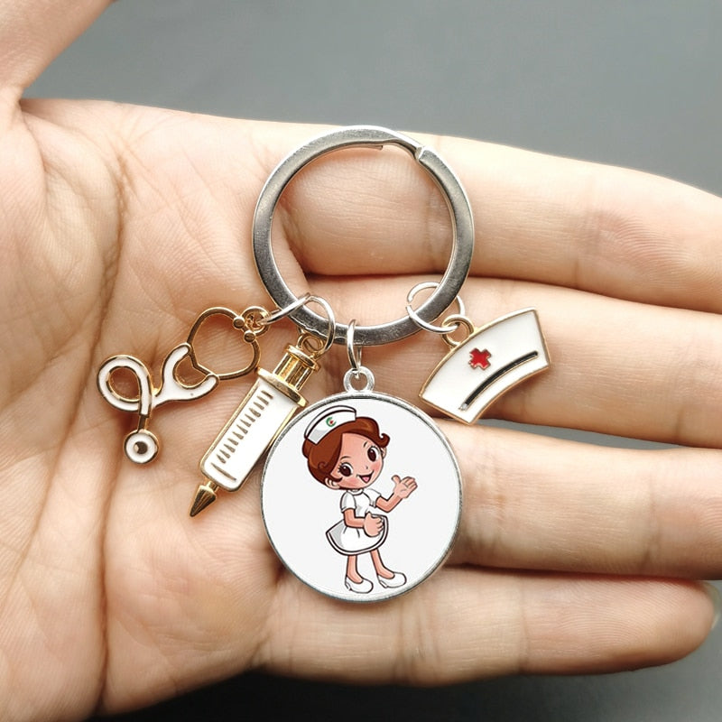 Nurse Syringe & Stethoscope Keychains