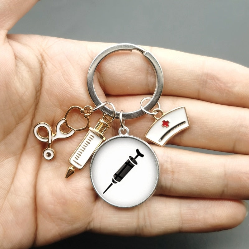 Nurse Syringe & Stethoscope Keychains