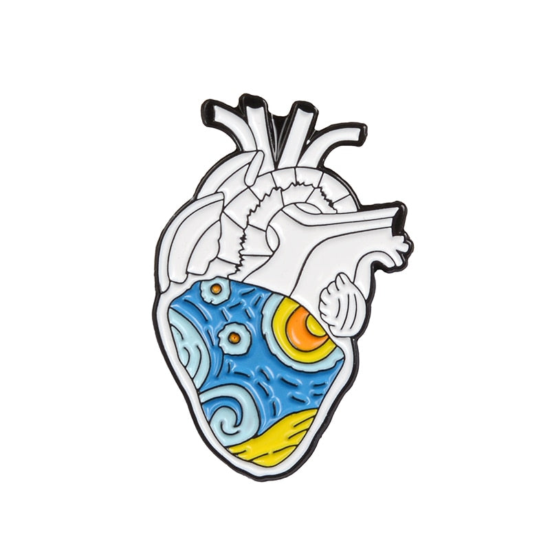 Anatomical Heart Enamel Pins Medical Anatomy Brooch Heart Neurology Pins