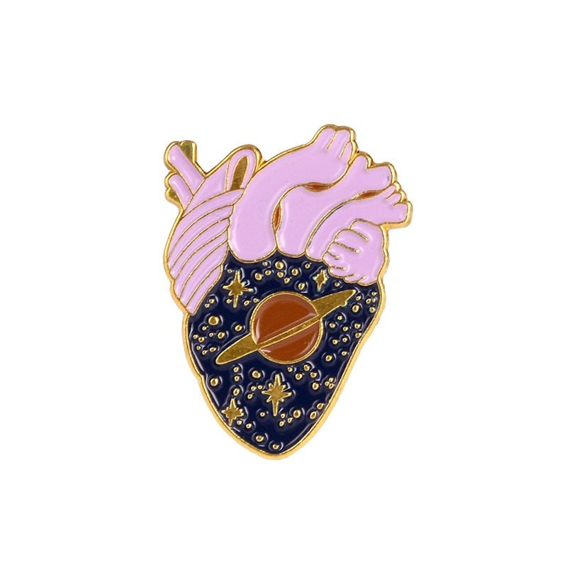 Anatomical Heart Enamel Pins Medical Anatomy Brooch Heart Neurology Pins