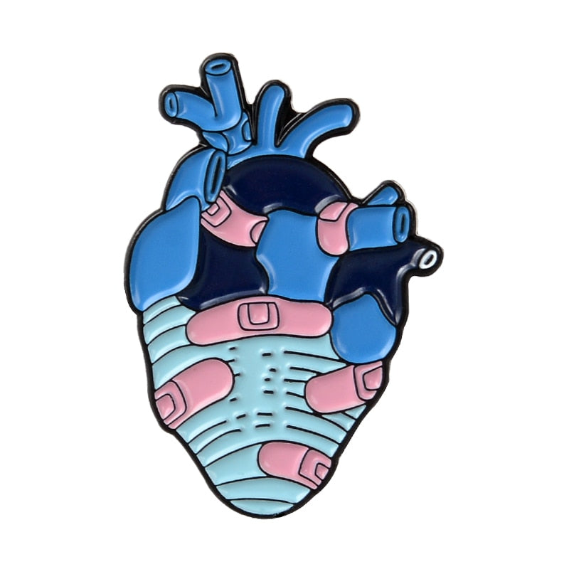 Anatomical Heart Enamel Pins Medical Anatomy Brooch Heart Neurology Pins