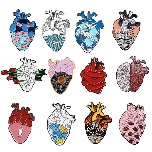 Anatomical Heart Enamel Pins Medical Anatomy Brooch Heart Neurology Pins