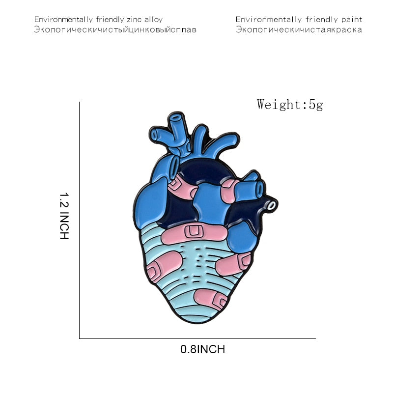 Anatomical Heart Enamel Pins Medical Anatomy Brooch Heart Neurology Pins