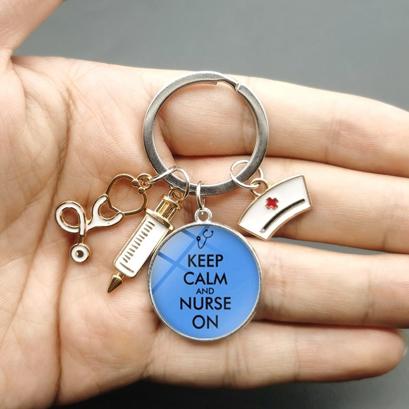 Nurse Syringe & Stethoscope Keychains