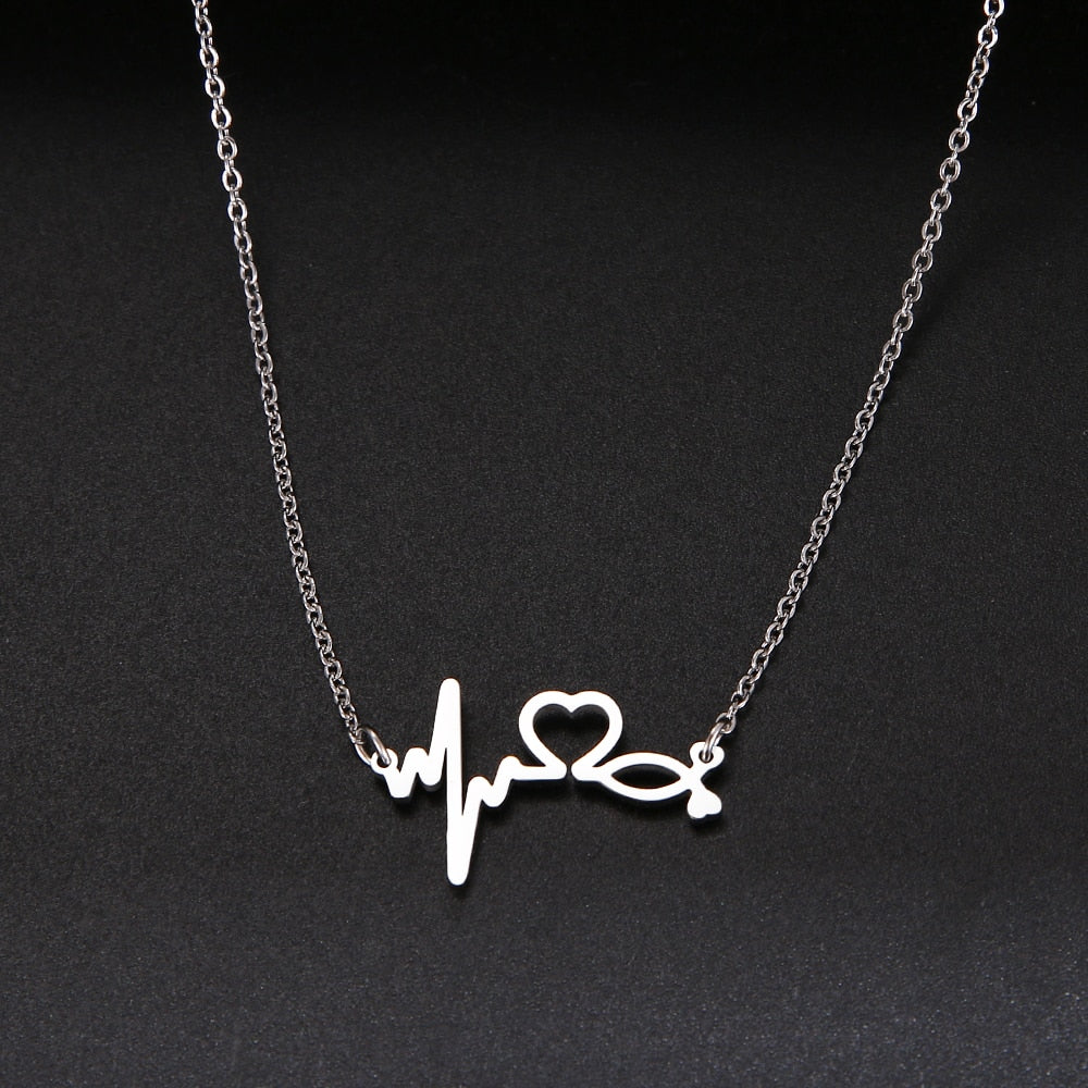 Heartbeat Stethoscope Stainless Steel Necklaces