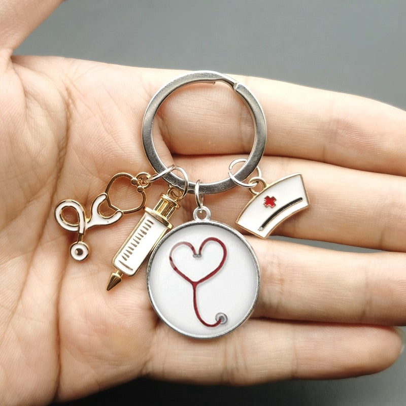 Nurse Syringe & Stethoscope Keychains