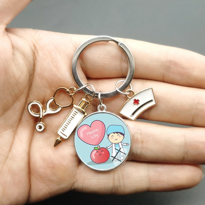 Nurse Syringe & Stethoscope Keychains